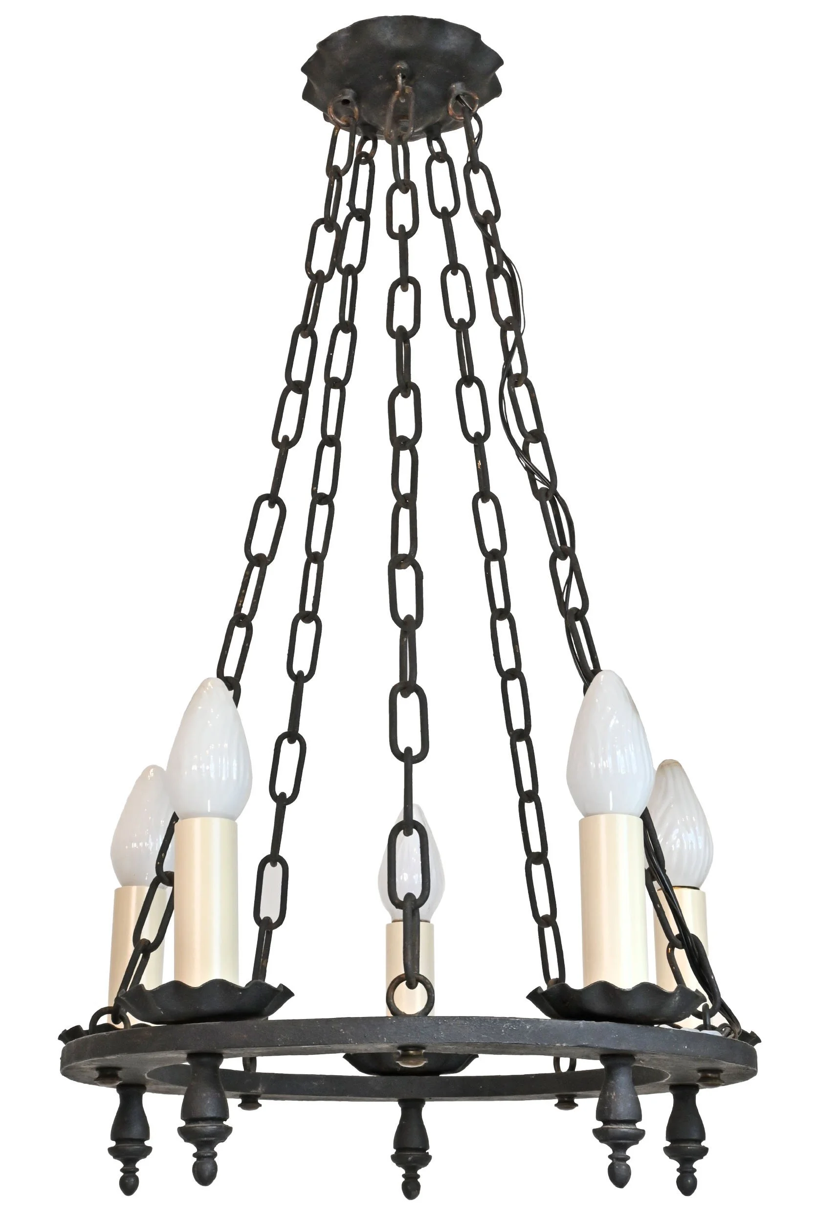 moe bridges 5 candle bronze tudor chandelier — Architectural Antiques